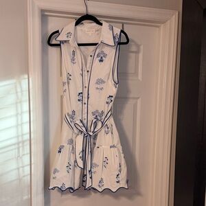 Entro White and Blue Floral Dress